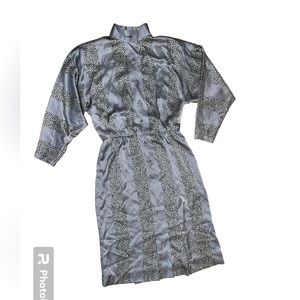 Jean Louis Scherrer Vintage Black & White 100% Silk Dress made in France sz 0-2